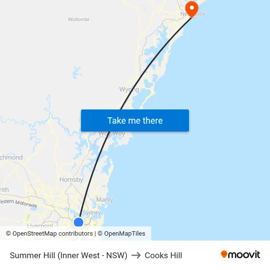 Summer Hill (Inner West - NSW) to Cooks Hill map