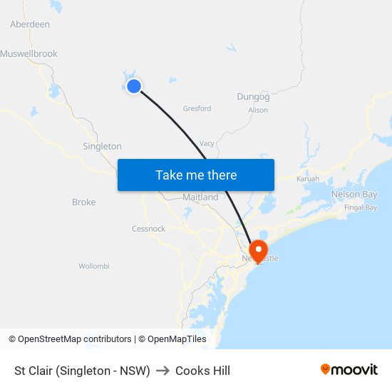 St Clair (Singleton - NSW) to Cooks Hill map