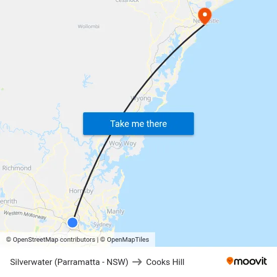Silverwater (Parramatta - NSW) to Cooks Hill map