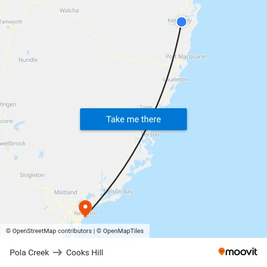 Pola Creek to Cooks Hill map