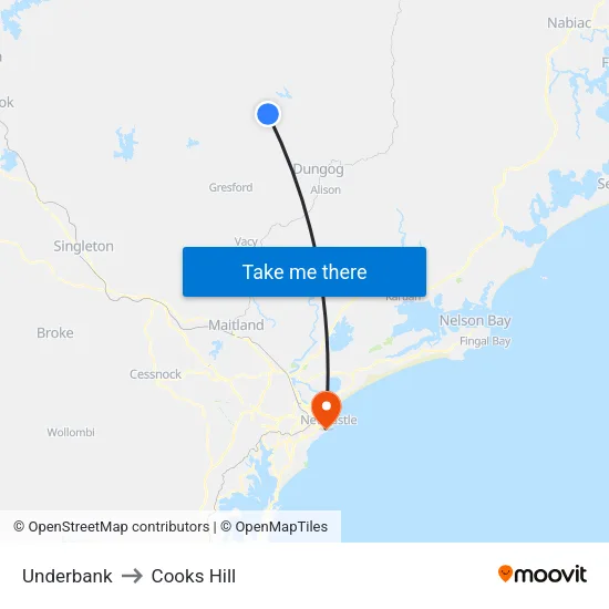Underbank to Cooks Hill map