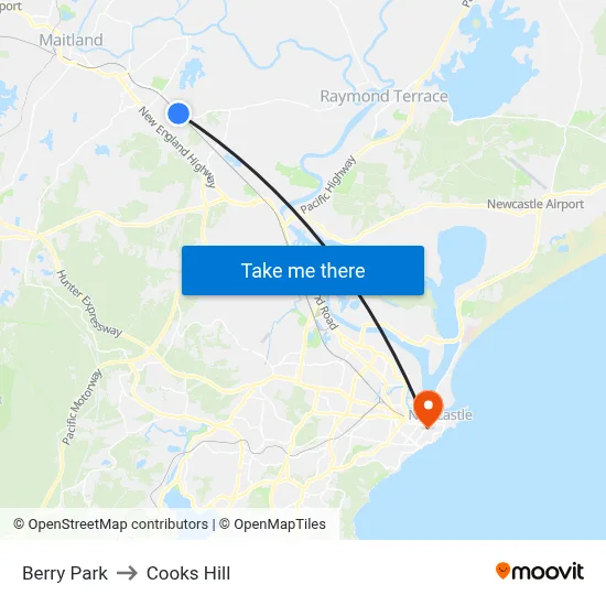 Berry Park to Cooks Hill map