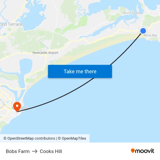Bobs Farm to Cooks Hill map