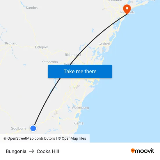 Bungonia to Cooks Hill map