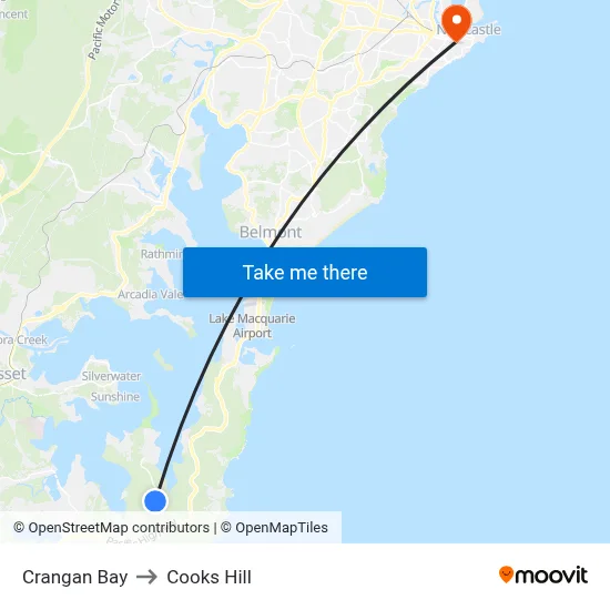 Crangan Bay to Cooks Hill map