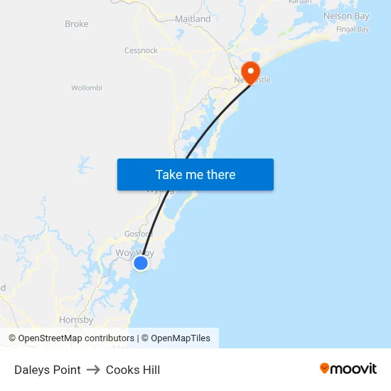 Daleys Point to Cooks Hill map