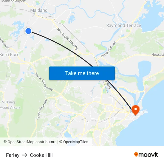 Farley to Cooks Hill map