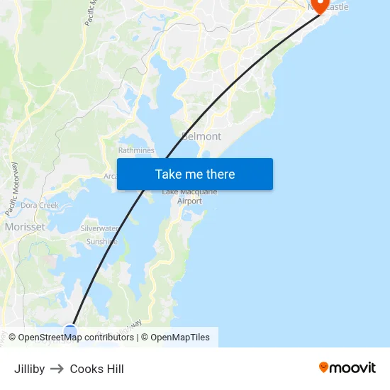 Jilliby to Cooks Hill map
