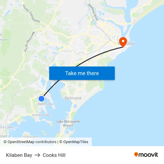 Kilaben Bay to Cooks Hill map