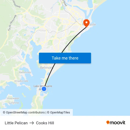 Little Pelican to Cooks Hill map