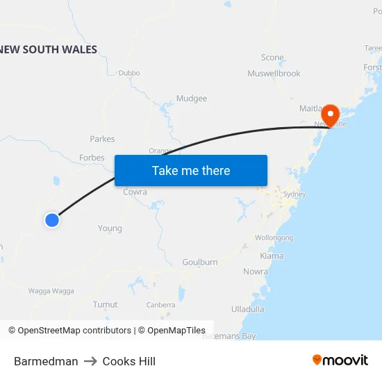Barmedman to Cooks Hill map