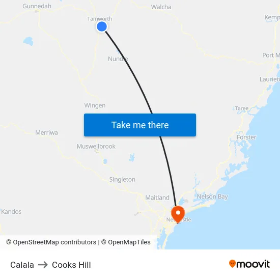 Calala to Cooks Hill map