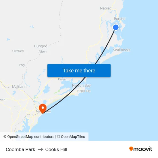 Coomba Park to Cooks Hill map
