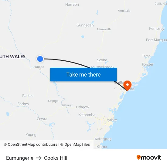 Eumungerie to Cooks Hill map