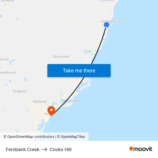 Fernbank Creek to Cooks Hill map