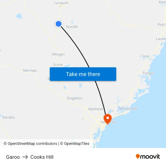 Garoo to Cooks Hill map