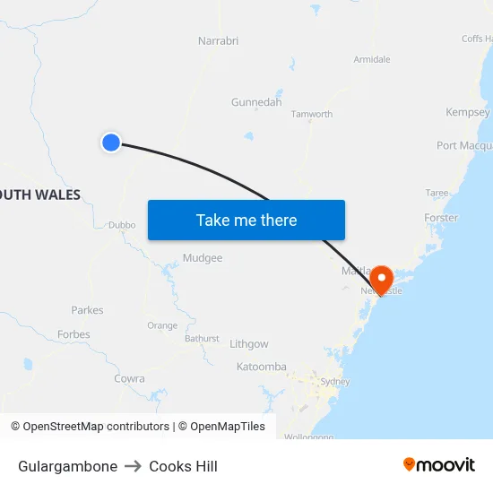 Gulargambone to Cooks Hill map