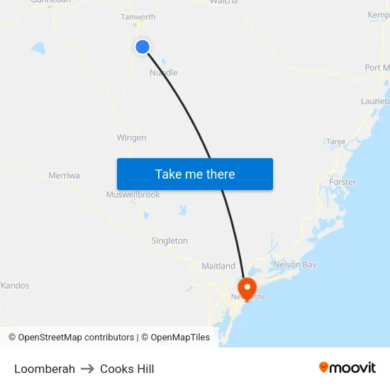 Loomberah to Cooks Hill map