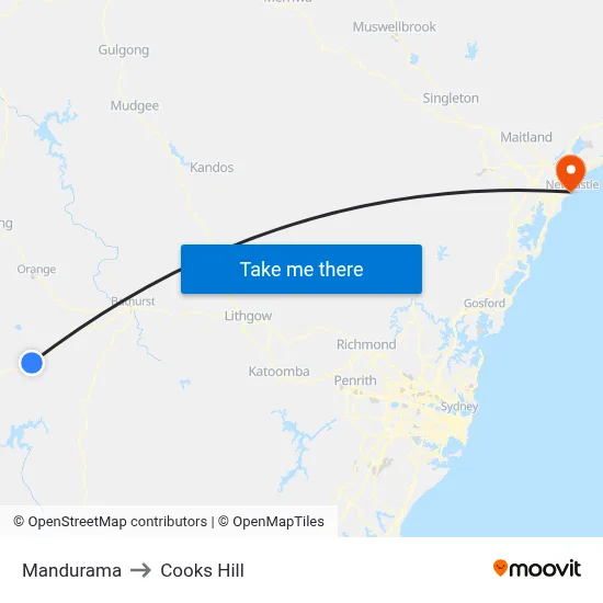 Mandurama to Cooks Hill map
