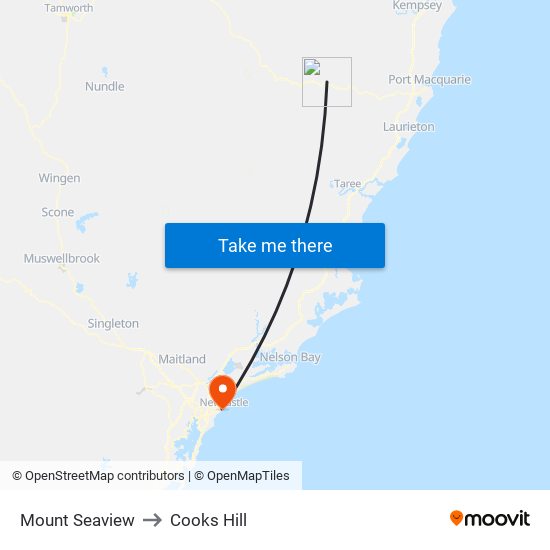 Mount Seaview to Cooks Hill map