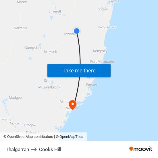 Thalgarrah to Cooks Hill map