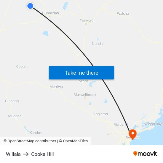 Willala to Cooks Hill map