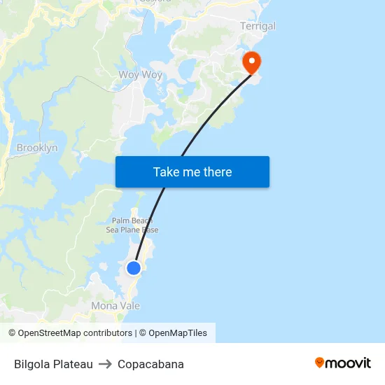 Bilgola Plateau to Copacabana map