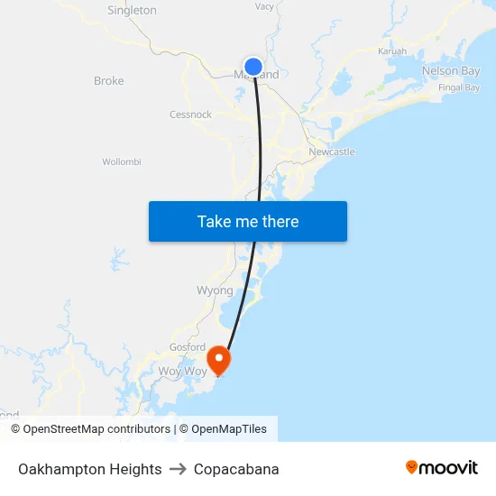 Oakhampton Heights to Copacabana map