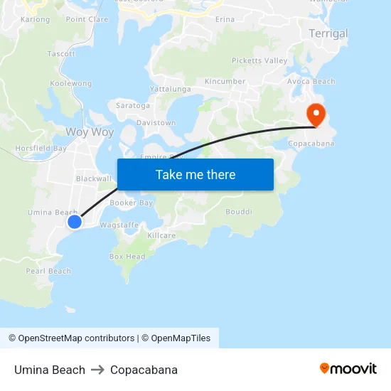 Umina Beach to Copacabana map