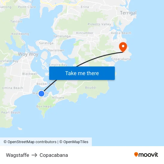 Wagstaffe to Copacabana map