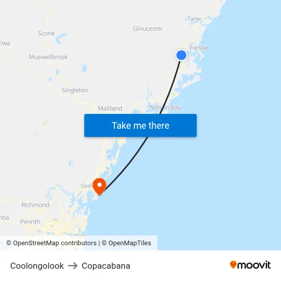 Coolongolook to Copacabana map