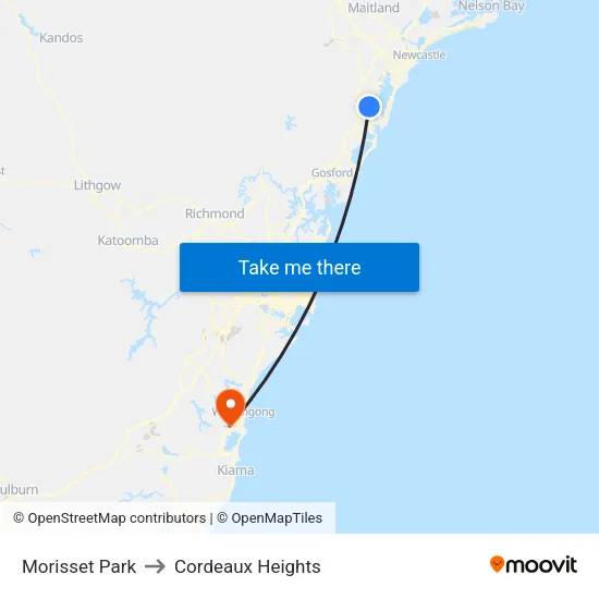 Morisset Park to Cordeaux Heights map