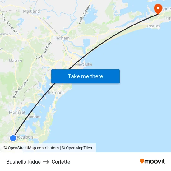 Bushells Ridge to Corlette map