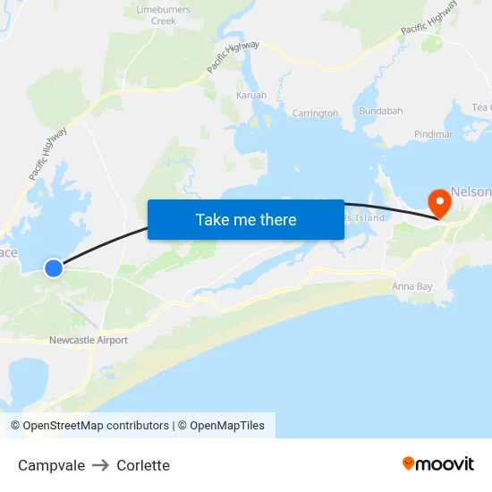 Campvale to Corlette map