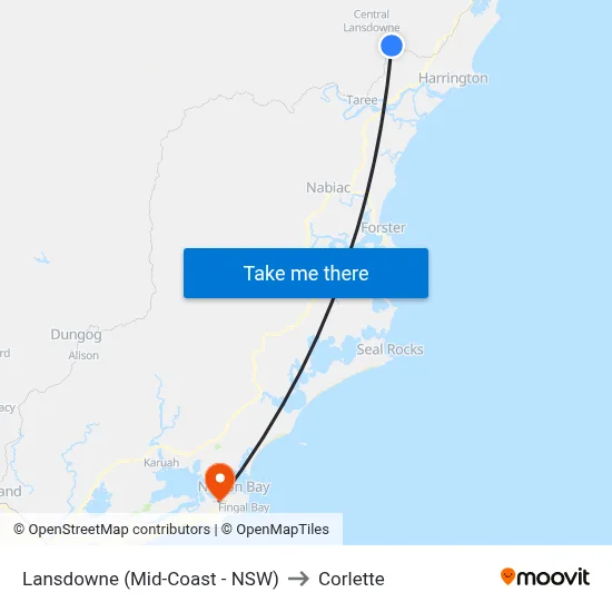 Lansdowne (Mid-Coast - NSW) to Corlette map