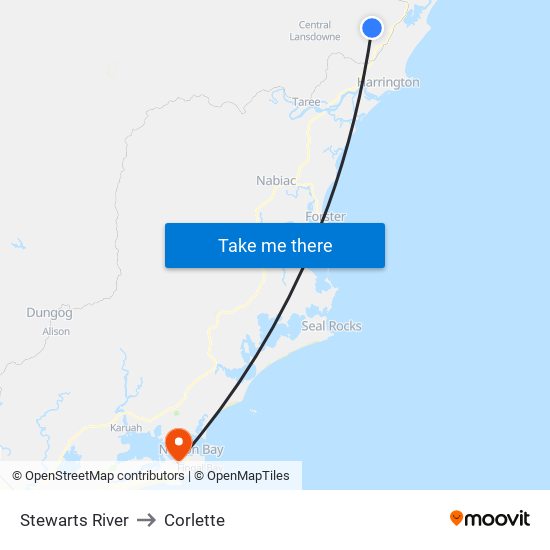 Stewarts River to Corlette map