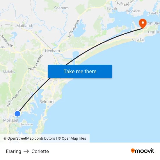 Eraring to Corlette map