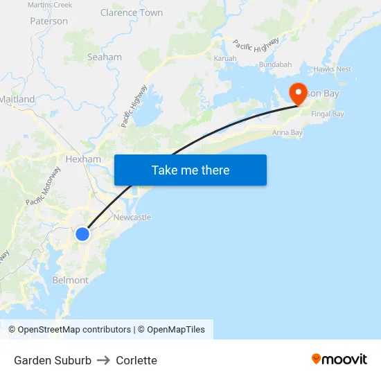 Garden Suburb to Corlette map