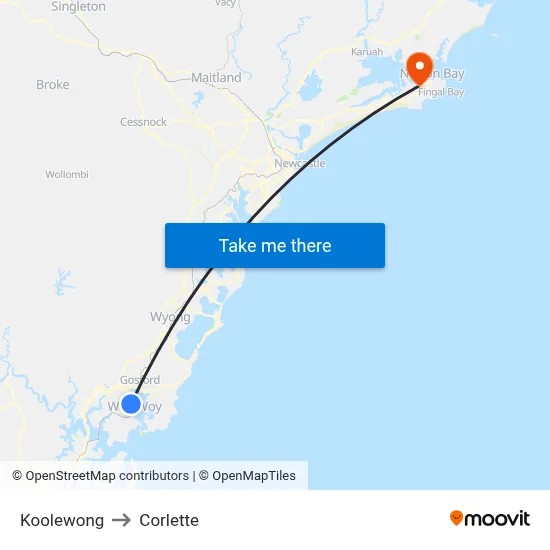 Koolewong to Corlette map