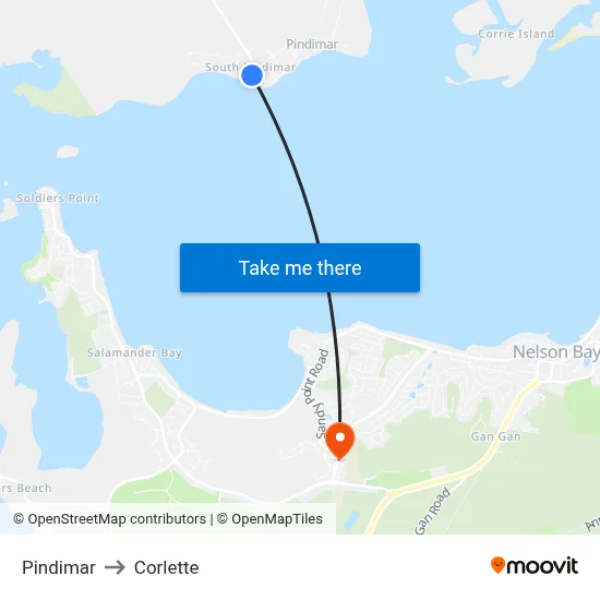 Pindimar to Corlette map