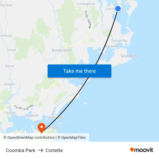 Coomba Park to Corlette map