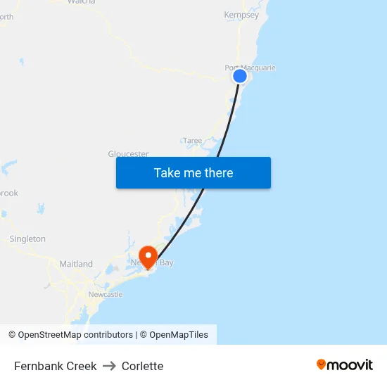 Fernbank Creek to Corlette map