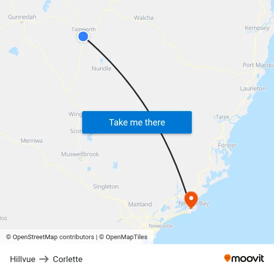 Hillvue to Corlette map