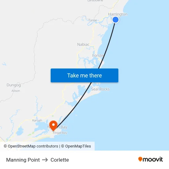 Manning Point to Corlette map