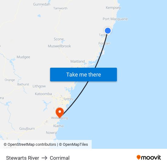 Stewarts River to Corrimal map