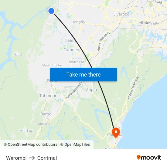 Werombi to Corrimal map