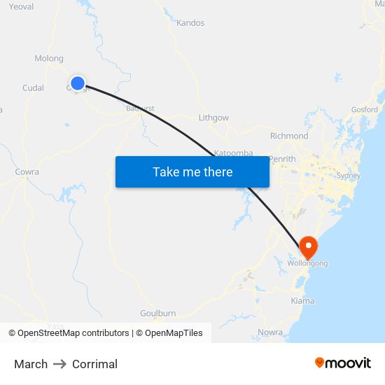 March to Corrimal map