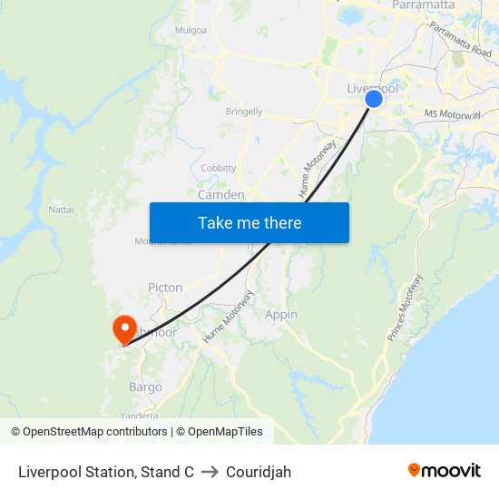 Liverpool Station, Stand C to Couridjah map