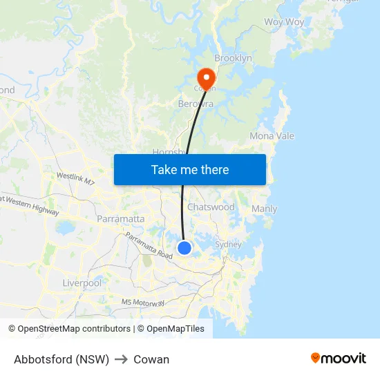Abbotsford (NSW) to Cowan map