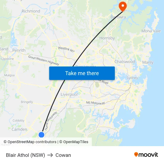 Blair Athol (NSW) to Cowan map